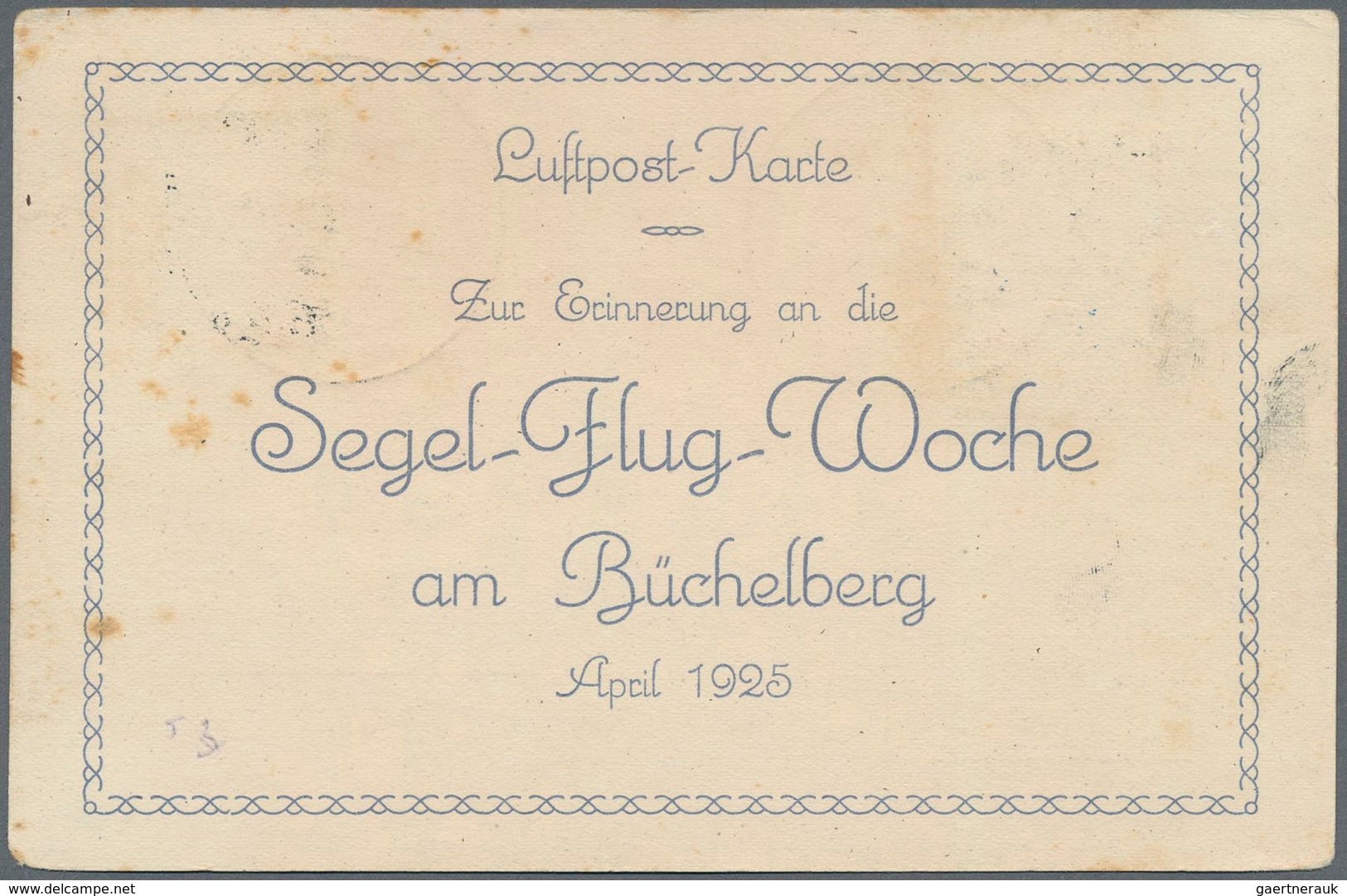 Deutsches Reich - Halbamtliche Flugmarken: 1924/25, Segelflüge Am Büchelberg Bei Pforzheim, Acht Kar - Airmail & Zeppelin