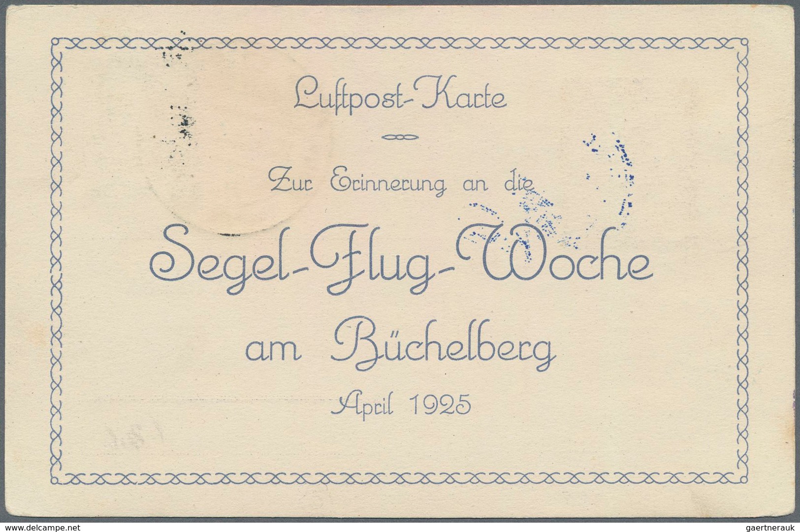 Deutsches Reich - Halbamtliche Flugmarken: 1924/25, Segelflüge Am Büchelberg Bei Pforzheim, Acht Kar - Airmail & Zeppelin