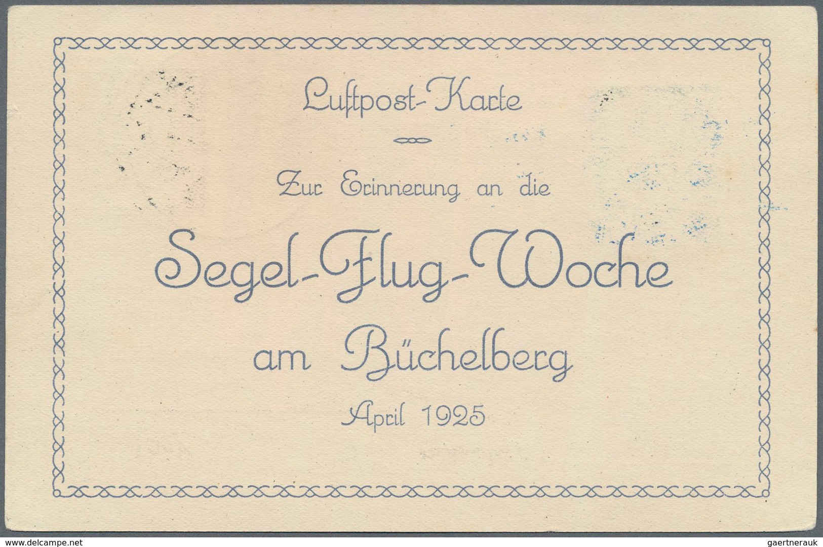 Deutsches Reich - Halbamtliche Flugmarken: 1924/25, Segelflüge am Büchelberg bei Pforzheim, acht Kar