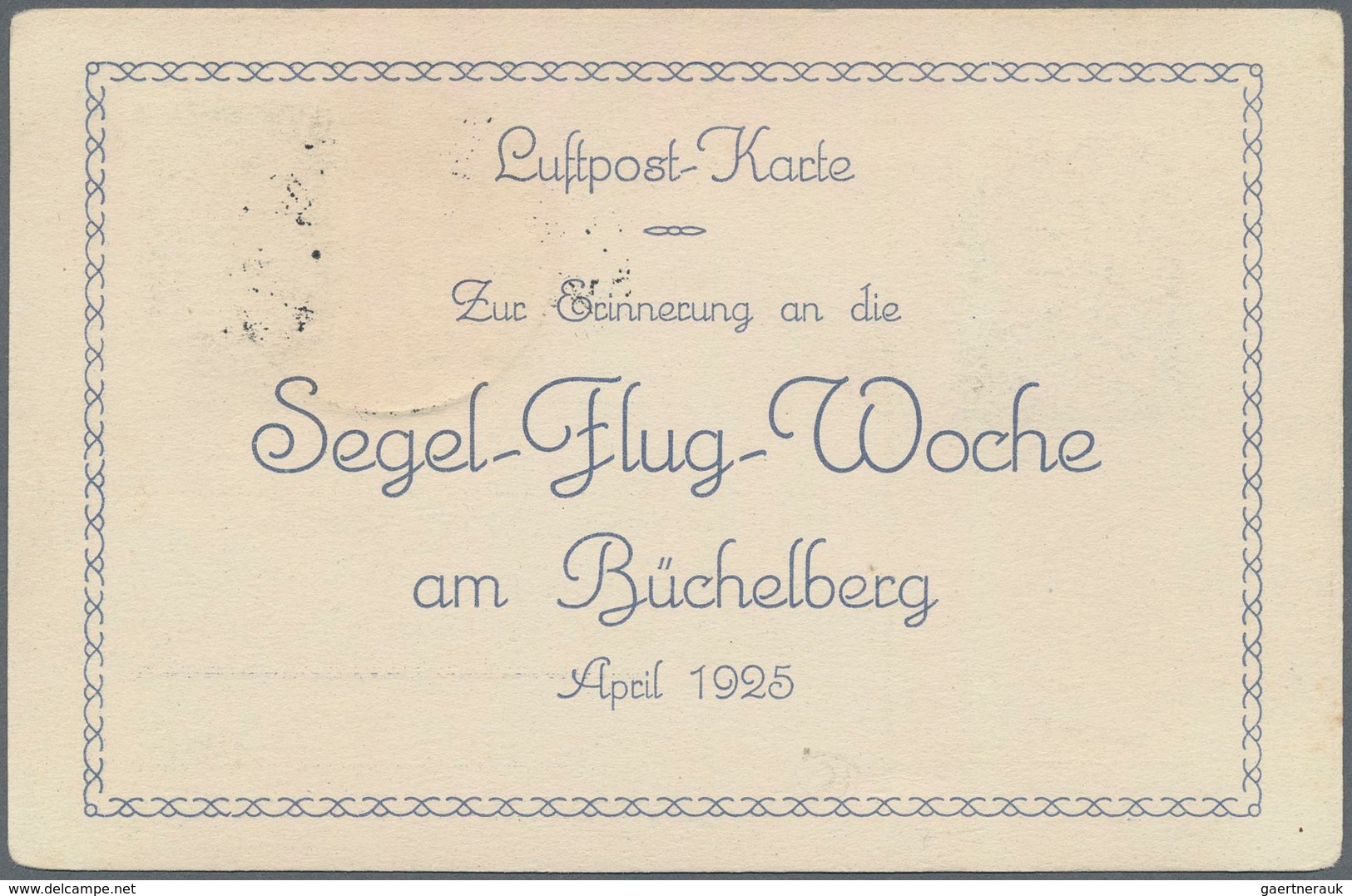 Deutsches Reich - Halbamtliche Flugmarken: 1924/25, Segelflüge am Büchelberg bei Pforzheim, acht Kar