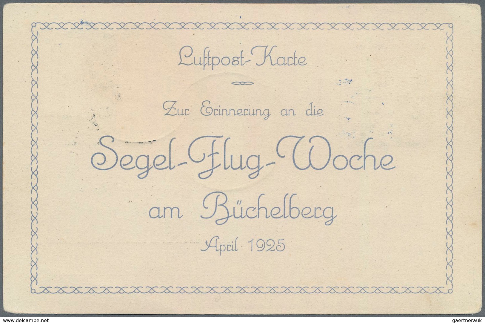 Deutsches Reich - Halbamtliche Flugmarken: 1924/25, Segelflüge am Büchelberg bei Pforzheim, acht Kar