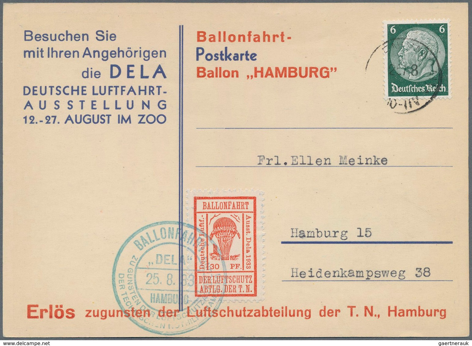 Deutsches Reich - Halbamtliche Flugmarken: 1933, Ballonfahrt Der Luftschutzabteilung Der Technischen - Airmail & Zeppelin