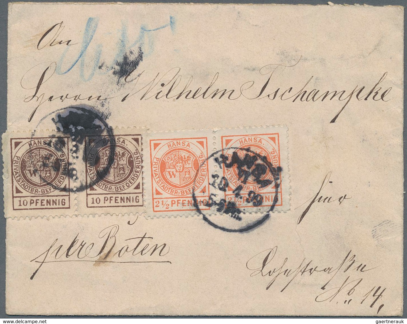 Deutsches Reich - Privatpost (Stadtpost): Breslau Hansa 1899 2,5 Pfennig Ziegelrot Und 10 Pfennig Ro - Privatpost