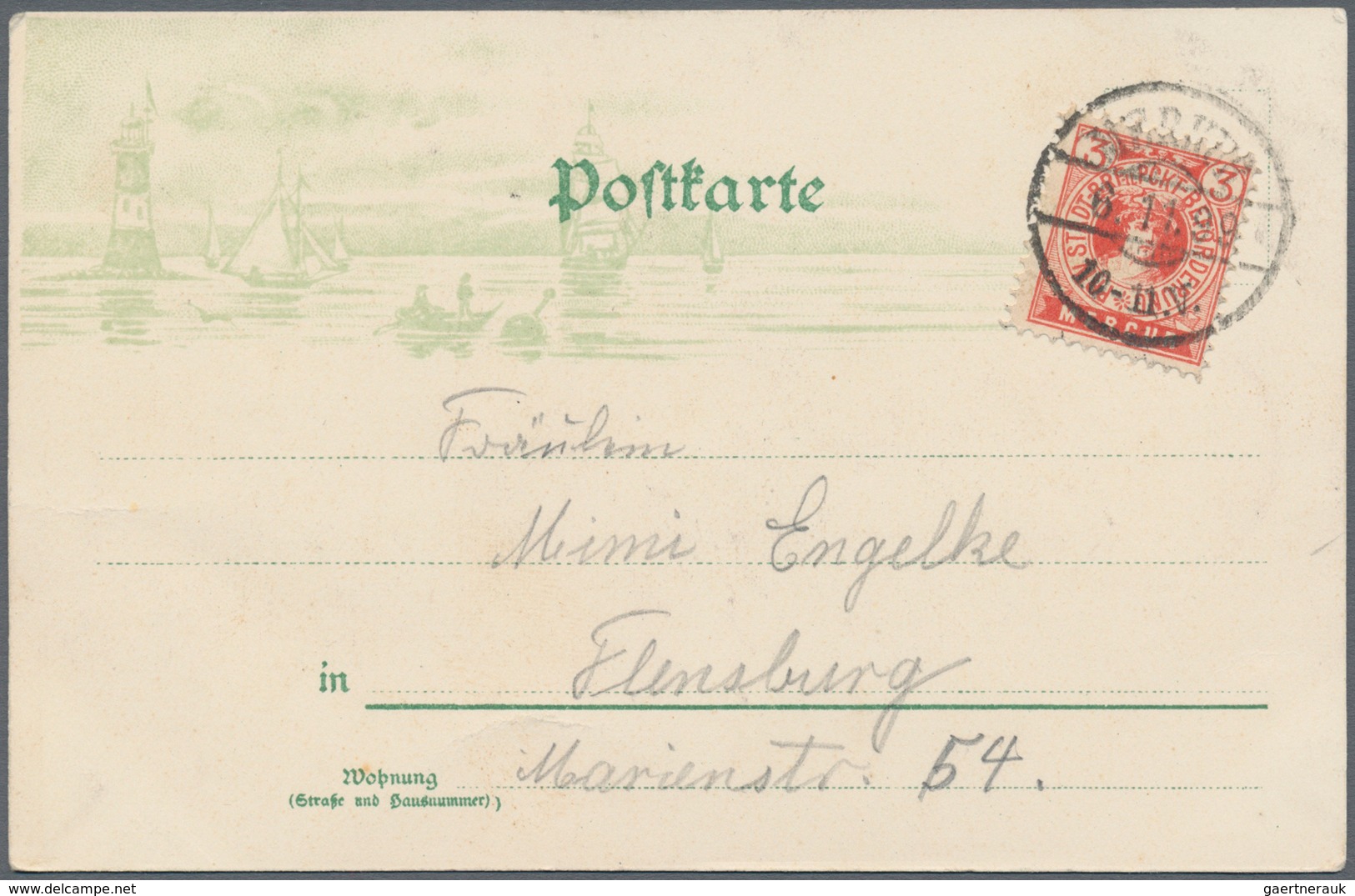 Deutsches Reich - Privatpost (Stadtpost): Flensburg PP Mercur 1899, 1½ Pf. Grün Und 3 Pf. In Karmin& - Postes Privées & Locales