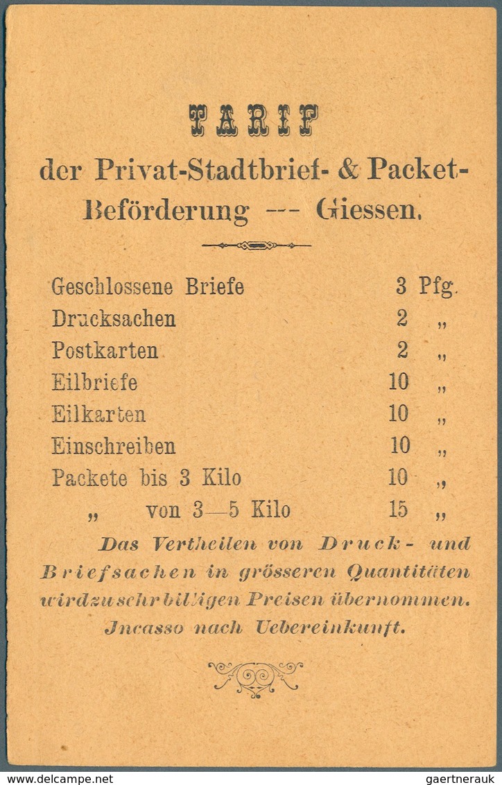 Deutsches Reich - Privatpost (Stadtpost): GIESSEN : Postkarte P4 Der Hammonia Hamburg, Ohne Aufdruck - Privatpost