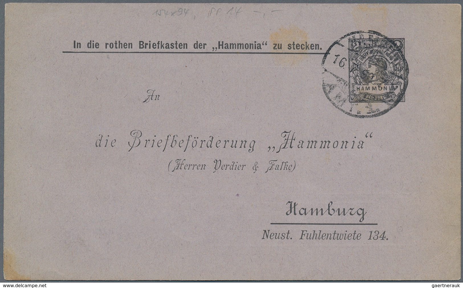 Deutsches Reich - Privatpost (Stadtpost): 1890 Private Stadtpost Hamburg 2 Pfennig Schwarz Auf Priva - Postes Privées & Locales