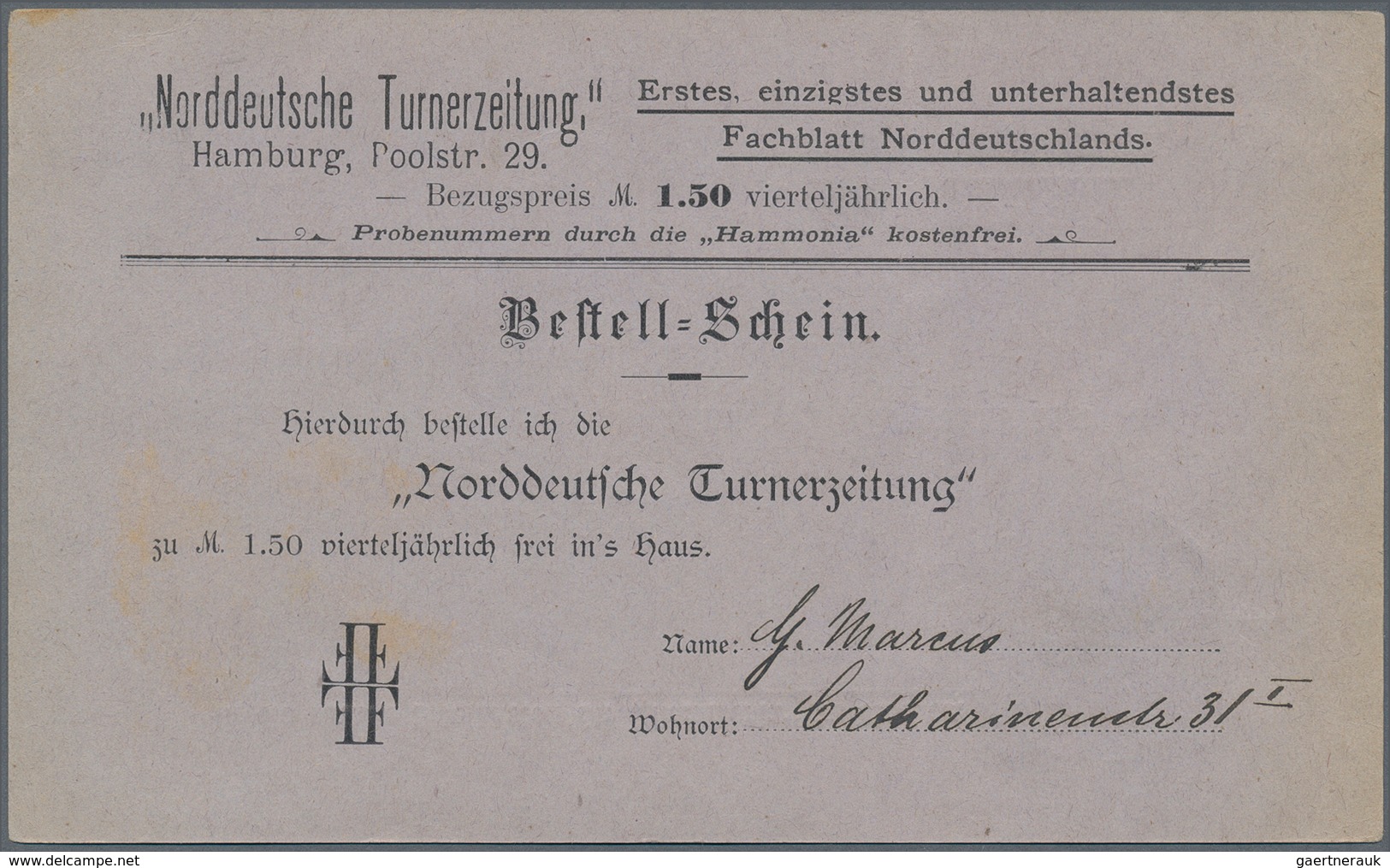 Deutsches Reich - Privatpost (Stadtpost): 1890 Private Stadtpost Hamburg 2 Pfennig Schwarz Auf Priva - Postes Privées & Locales