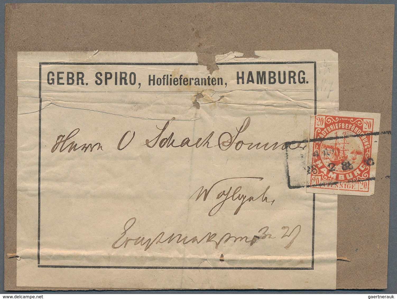 Deutsches Reich - Privatpost (Stadtpost): HAMBURG - Stadtbriefbeförderung: 1888, 20 Pf UNGEZÄHNT (mi - Postes Privées & Locales