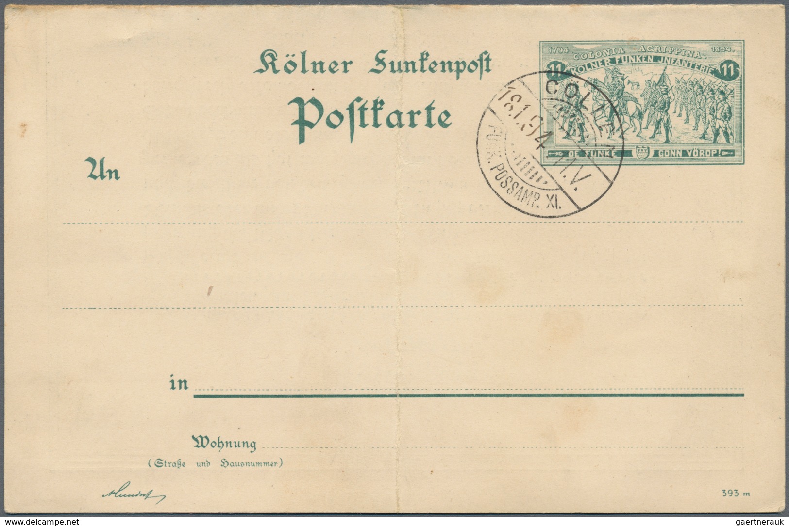 Deutsches Reich - Privatpost (Stadtpost): Köln PP 1894, Sehr Seltene Doppelkarte Der Kölner Funkenpo - Postes Privées & Locales