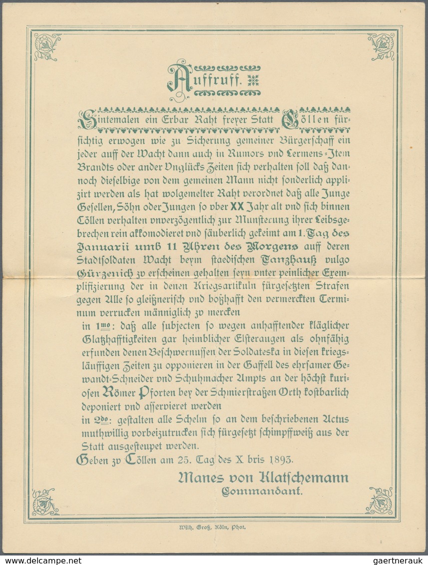 Deutsches Reich - Privatpost (Stadtpost): Köln PP 1894, Sehr Seltene Doppelkarte Der Kölner Funkenpo - Postes Privées & Locales