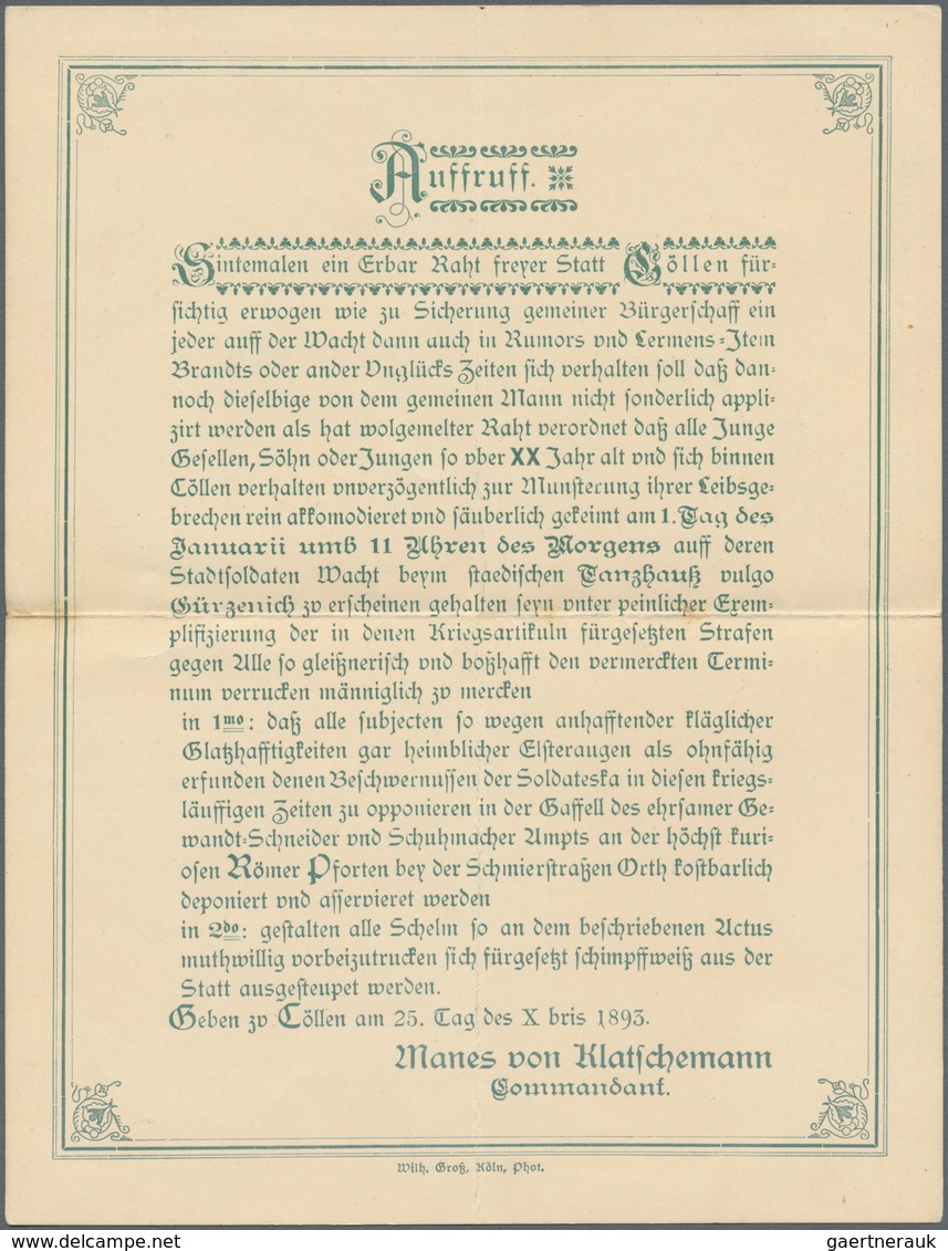 Deutsches Reich - Privatpost (Stadtpost): Köln PP 1894, Sehr Seltene Doppelkarte Der Kölner Funkenpo - Private & Local Mails