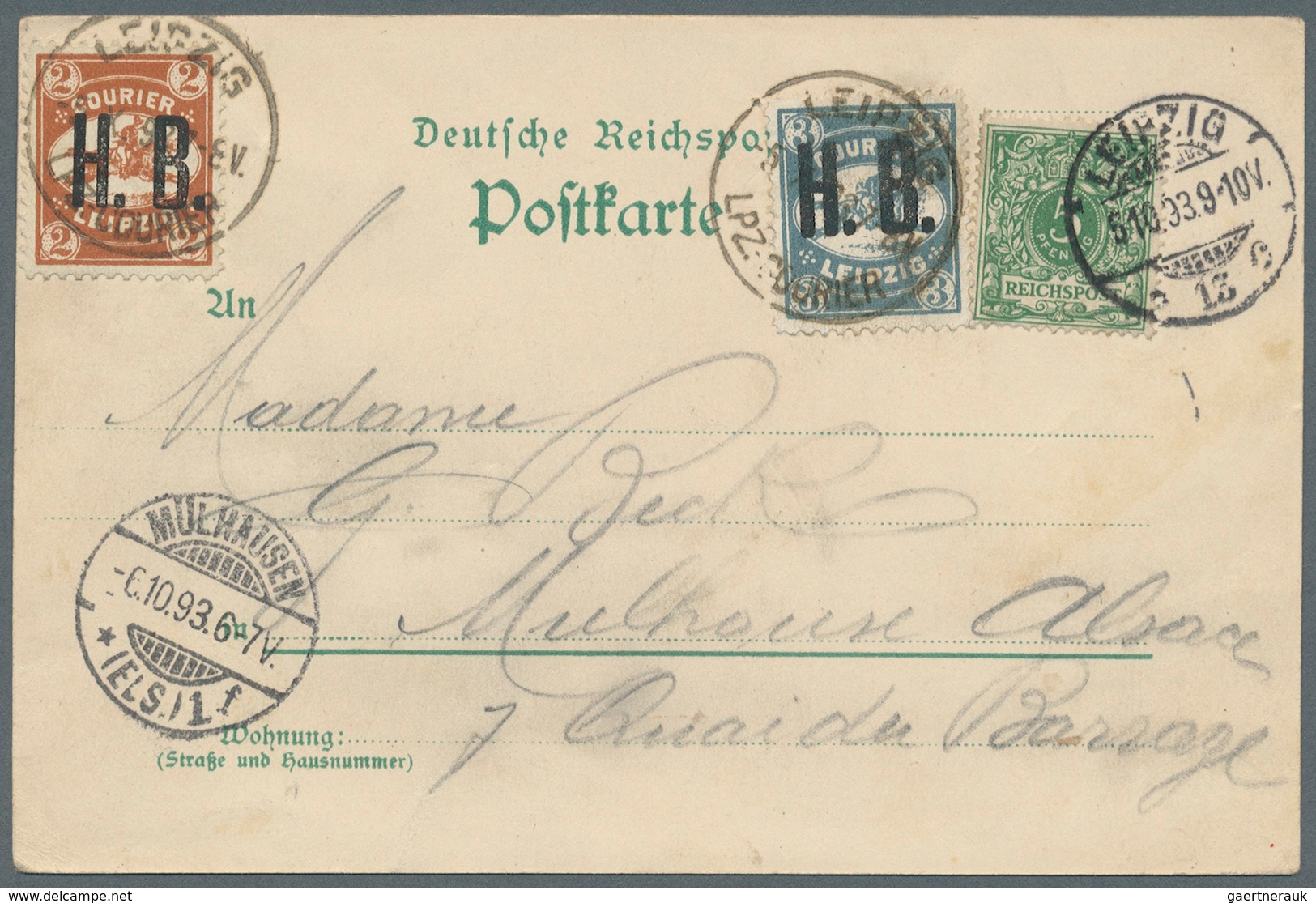 Deutsches Reich - Privatpost (Stadtpost): Leipzig - Courier H.B.: 1893, 2 Pfg. Rotbraun Und 3 Pfg. G - Postes Privées & Locales