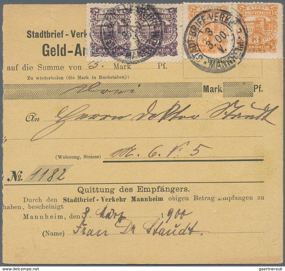 Deutsches Reich - Privatpost (Stadtpost): Mannheim 1900 2 Pfennig Violett Und 3 Pfennig Orange Jewei - Private & Local Mails