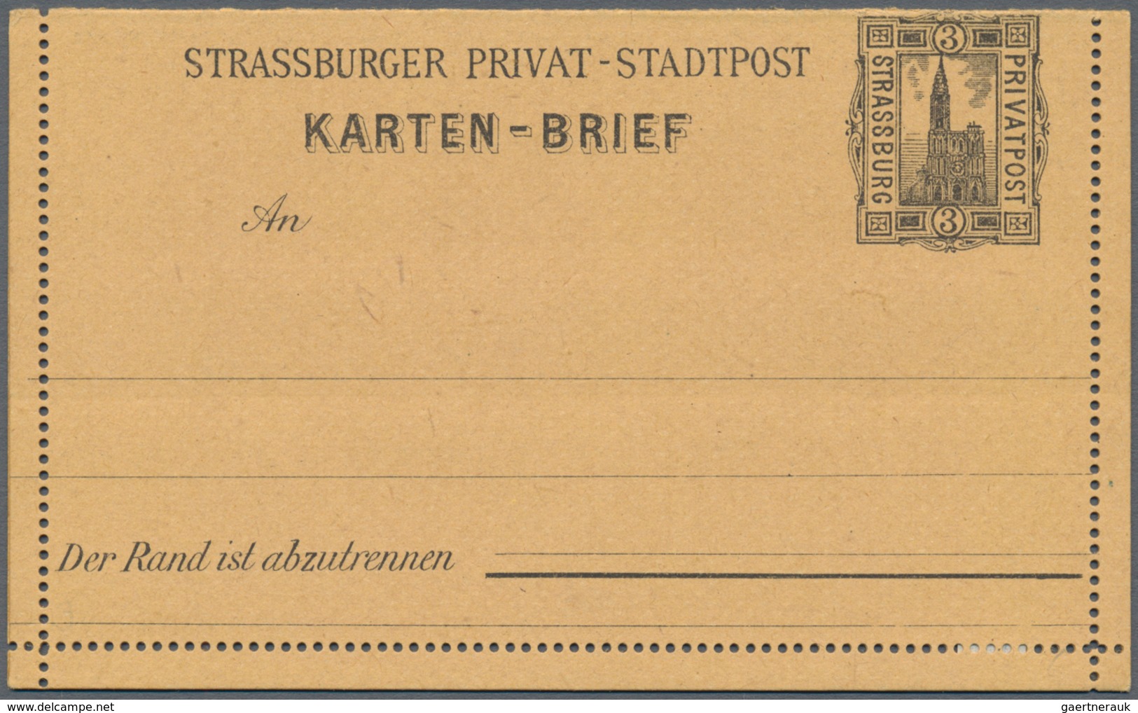 Deutsches Reich - Privatpost (Stadtpost): Strassburg, 1891/92: 5 Kartenbriefe, Nicht Gelaufen, Selte - Postes Privées & Locales