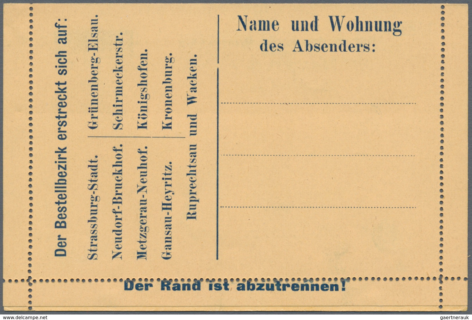 Deutsches Reich - Privatpost (Stadtpost): Strassburg, 1891/92: 5 Kartenbriefe, nicht gelaufen, selte