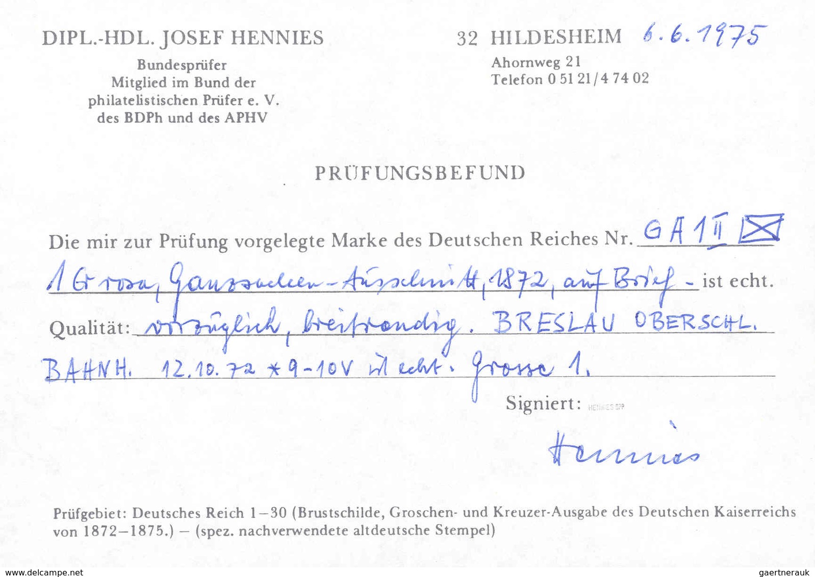 Deutsches Reich - Ganzsachen: 1872, 1 Gr. Ganzsachenausschnitt Mit Großer Wertziffer, Allseits Breit - Sonstige & Ohne Zuordnung