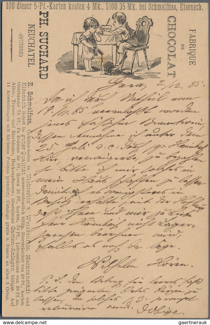 Deutsches Reich - Ganzsachen: 1885. Privat-Postkarte 5 Pf Ziffer, Rs. Links Mit Illustriertem Zudruc - Sonstige & Ohne Zuordnung