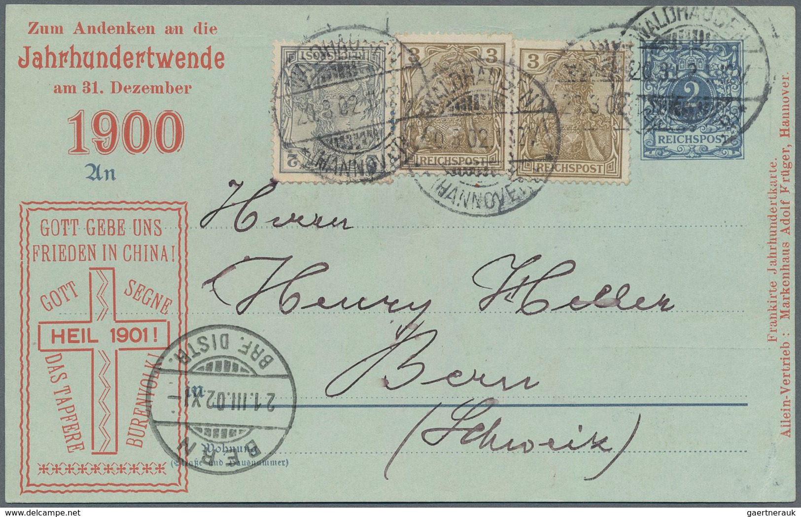 Deutsches Reich - Ganzsachen: 1902. Postkarte 2 Pf Ziffer Reichspost. Mit 8 Pf Zfr. (Germania 2+3+3) - Sonstige & Ohne Zuordnung