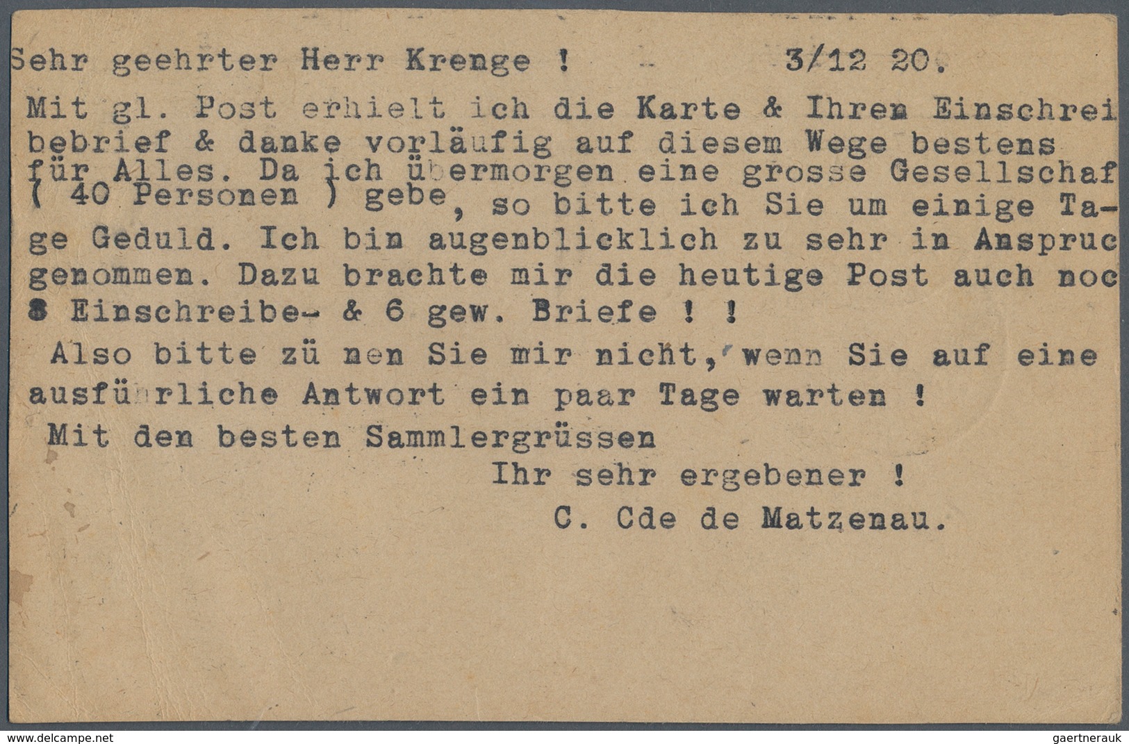 Deutsches Reich - Ganzsachen: 1920, Germania, Portoerhöhung 15 Pf. GSK P11I Als Seltener Kartenversc - Sonstige & Ohne Zuordnung