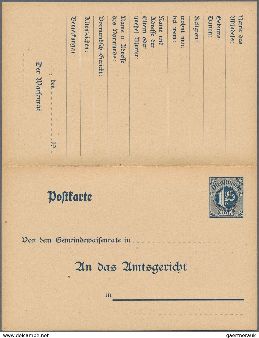 Deutsches Reich - Ganzsachen: 1922 Zwei Ungebrauchte Dienstpostkarten Als Doppelkarten Für Behörden - Sonstige & Ohne Zuordnung