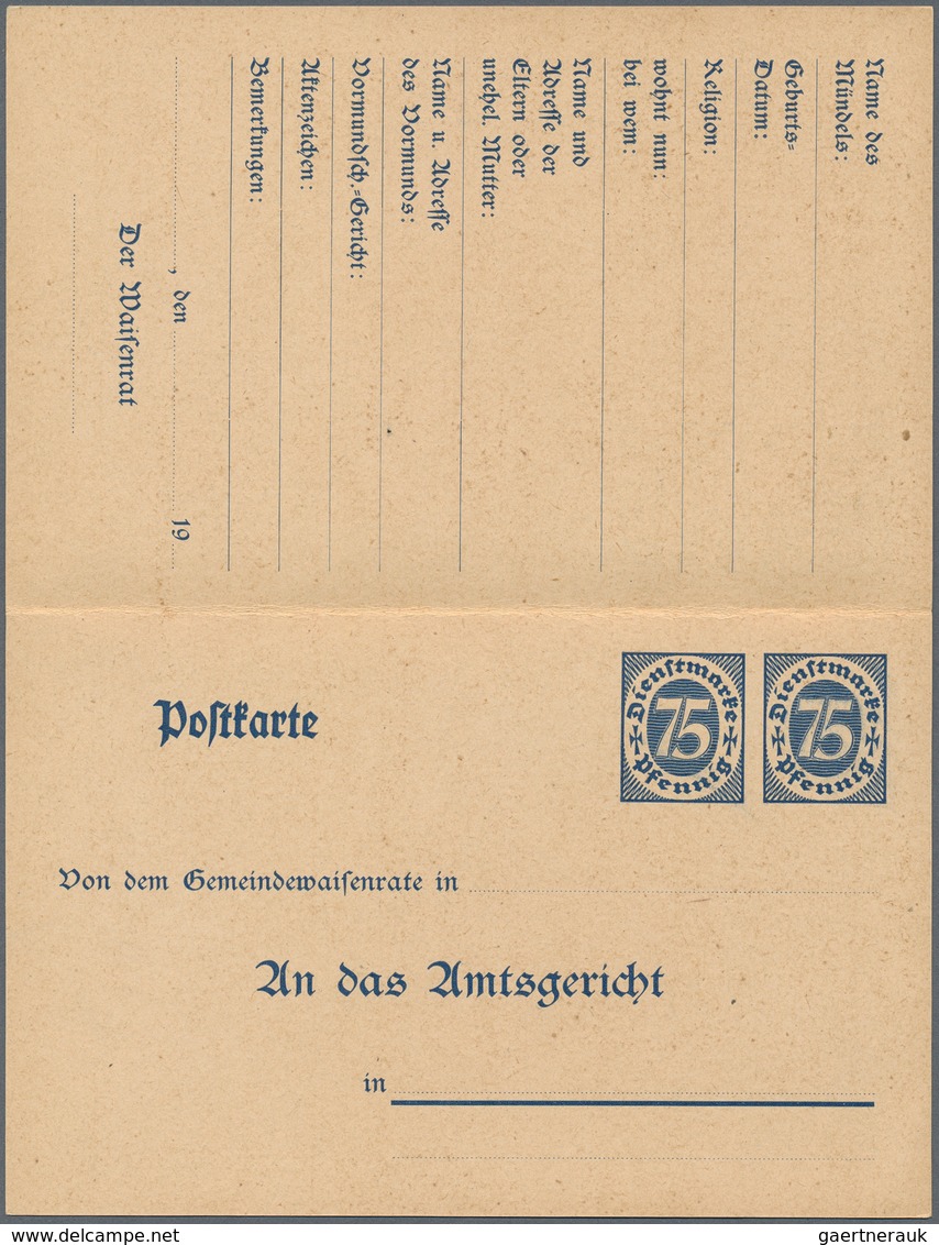 Deutsches Reich - Ganzsachen: 1922 Zwei Ungebrauchte Dienstpostkarten Als Doppelkarten Für Behörden - Autres & Non Classés