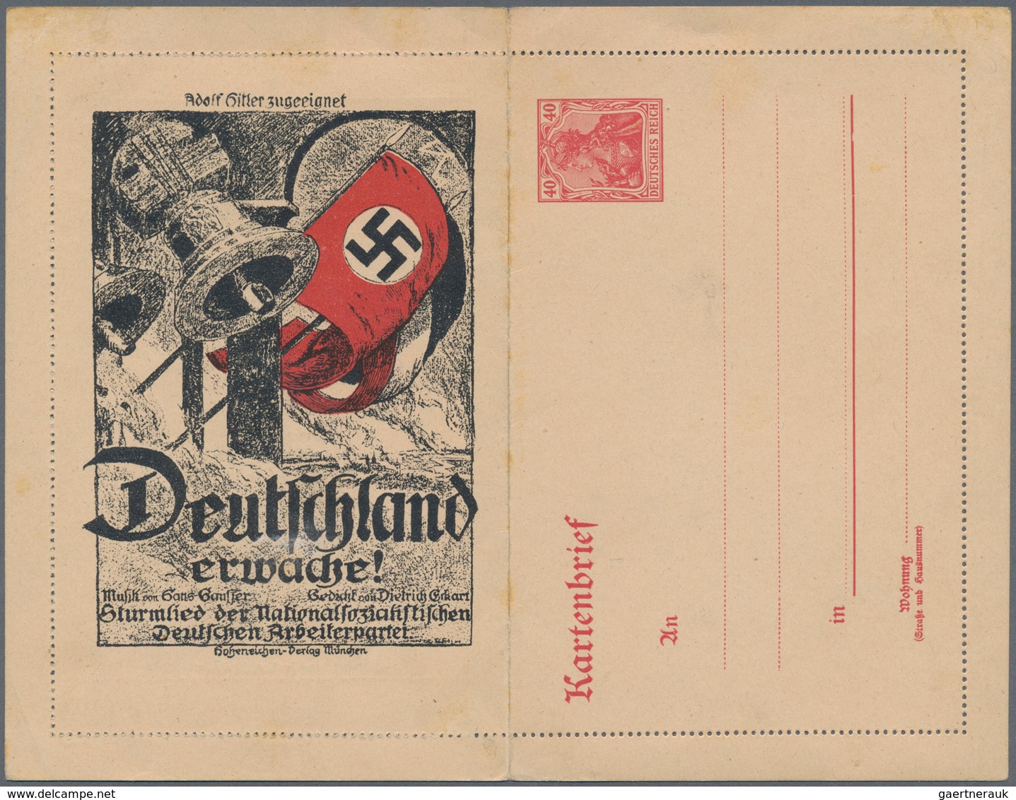 Deutsches Reich - Ganzsachen: 1923. Scarce Germania Ganzsachen Kartenbrief / Postal Stationery Lette - Other & Unclassified