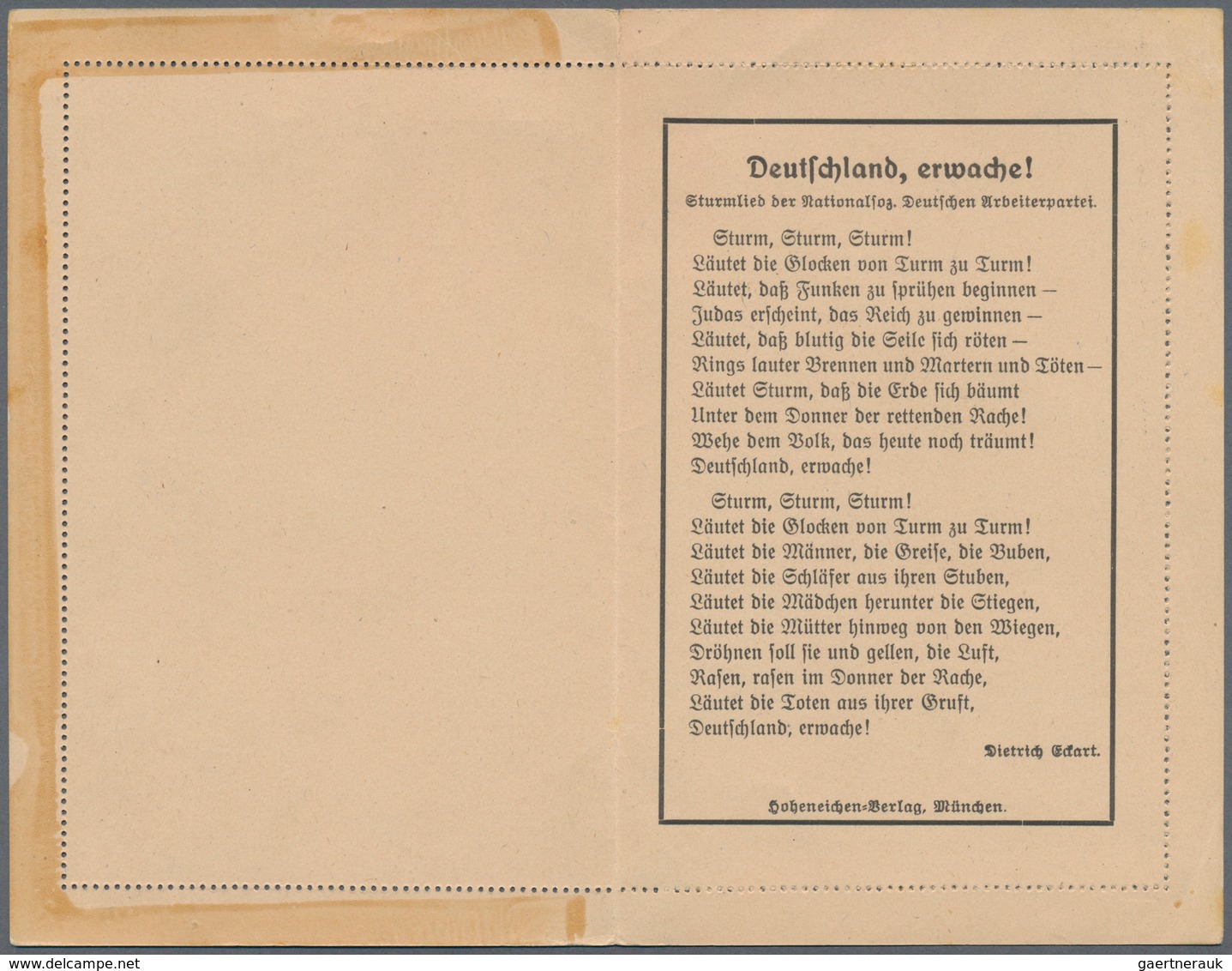 Deutsches Reich - Ganzsachen: 1923. Scarce Germania Ganzsachen Kartenbrief / Postal Stationery Lette - Other & Unclassified