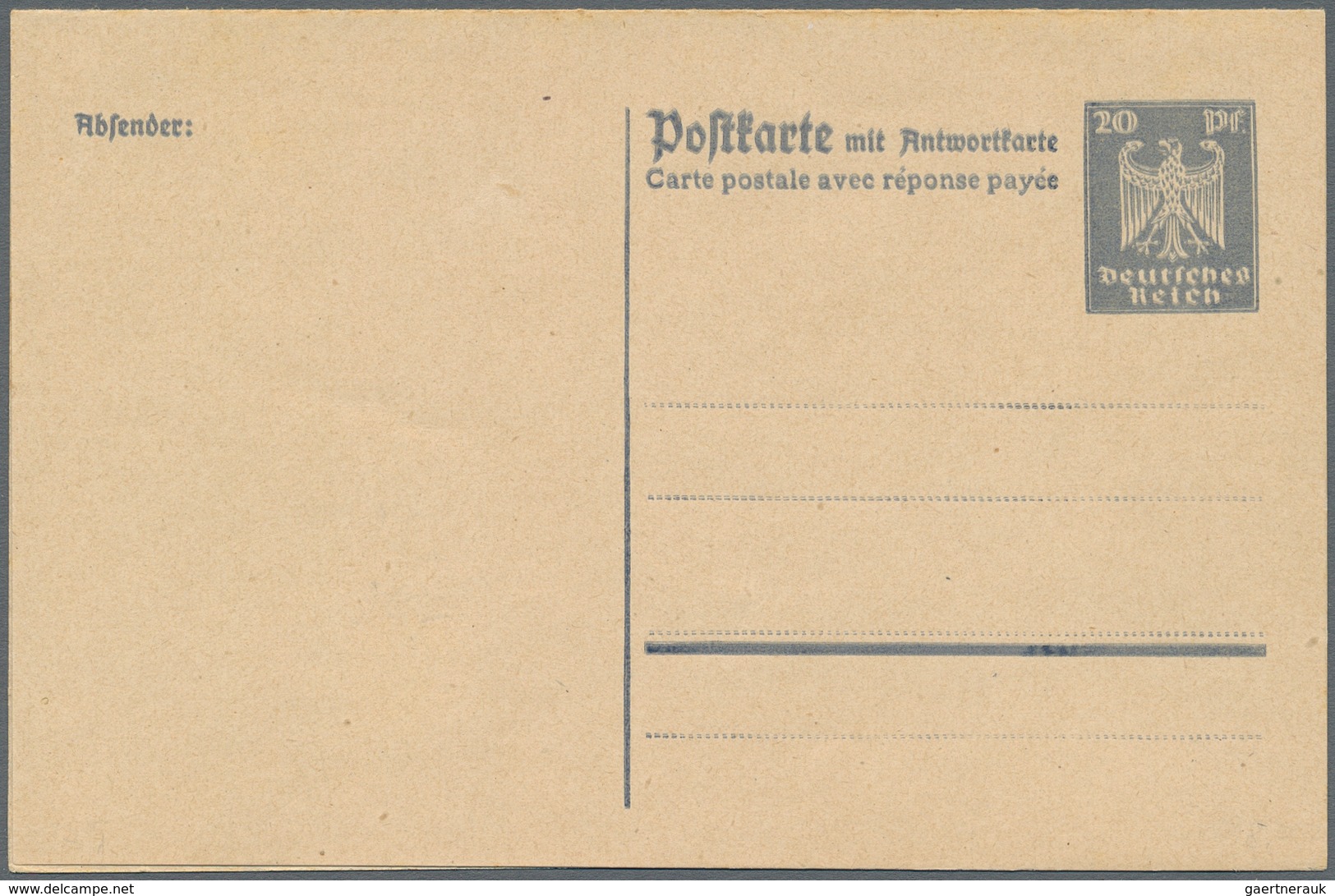 Deutsches Reich - Ganzsachen: 1924, 20/20 Pfg. Adler, Ungebrauchte Ganzsache Mit Seltener Variante " - Sonstige & Ohne Zuordnung