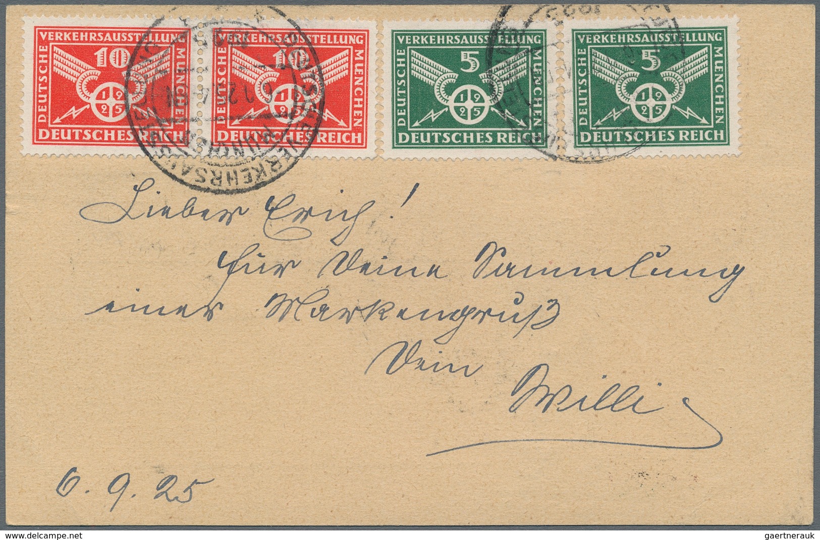 Deutsches Reich - Ganzsachen: 1925, 5 Pf DVA-Ganzsachenkarte Als Einschreiben (Verkehrsausstellung) - Autres & Non Classés