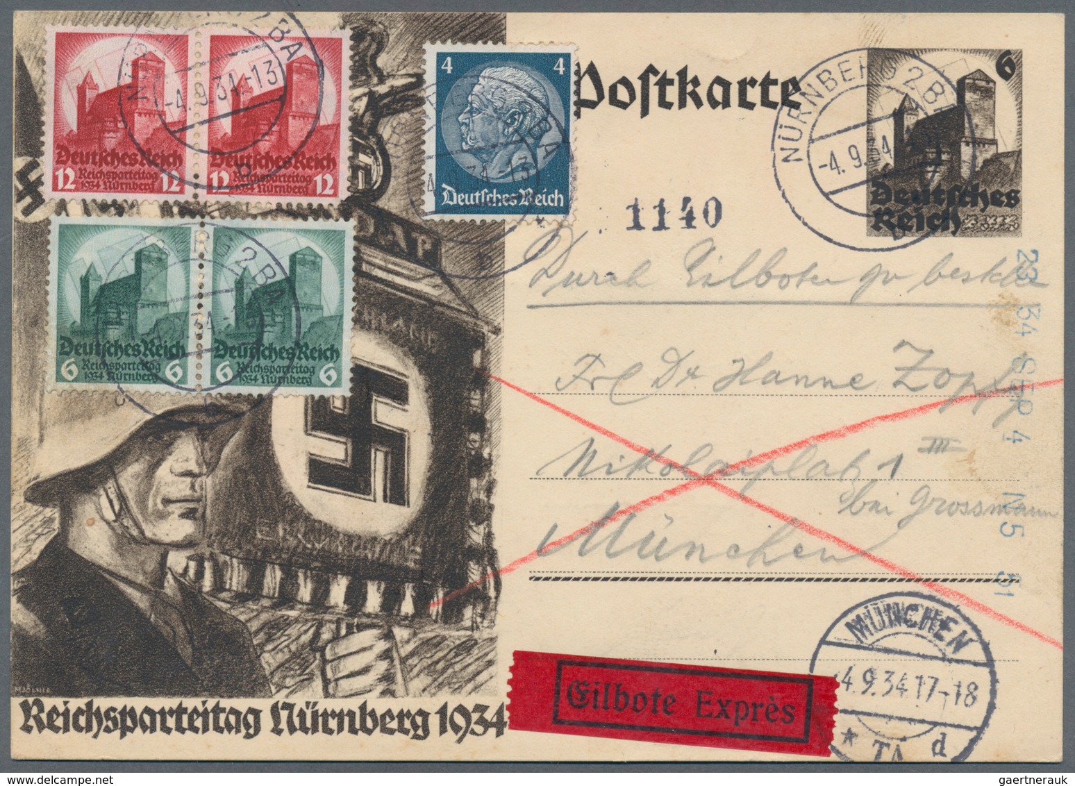 Deutsches Reich - Ganzsachen: 1934. One Of The Best Usages Of This Card I've Seen: A Reichsparteitag - Other & Unclassified