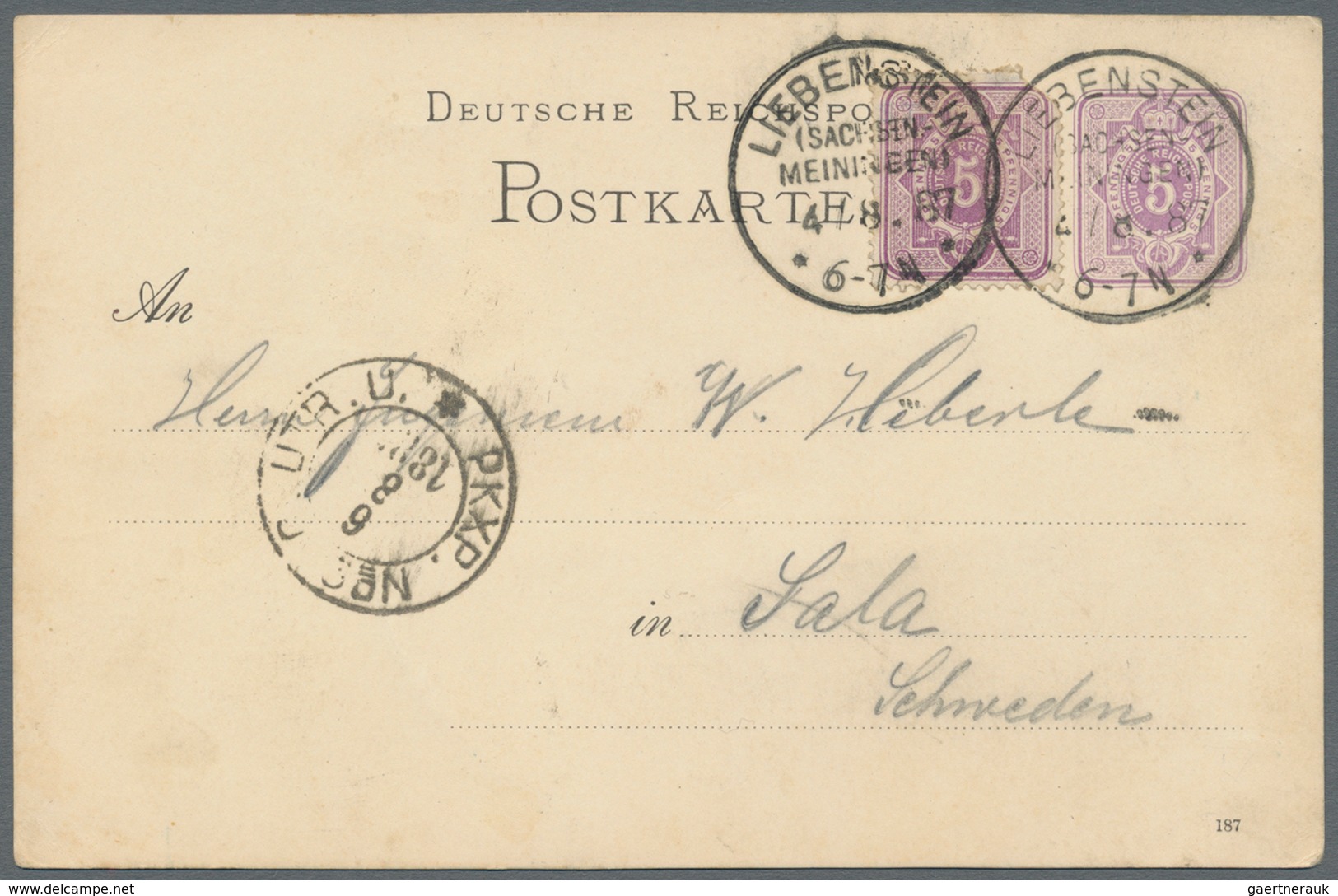 Deutsches Reich - Privatganzsachen: 1887, Private GA-Karte 5 Pfg. Hellviolett "Ruine Liebenstein" Mi - Autres & Non Classés