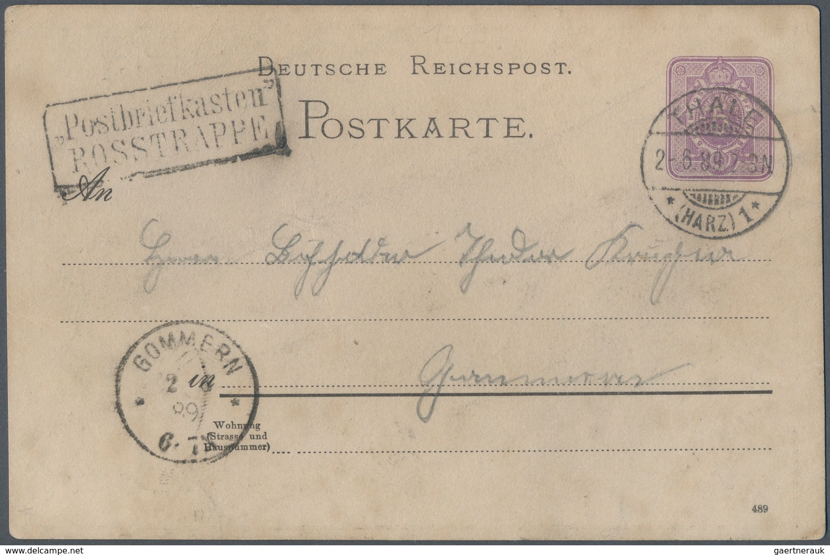 Deutsches Reich - Privatganzsachen: 1889, Private GA-Karte 5 Pfg. Hellviolett "Gruß Von Der Rosstrap - Autres & Non Classés