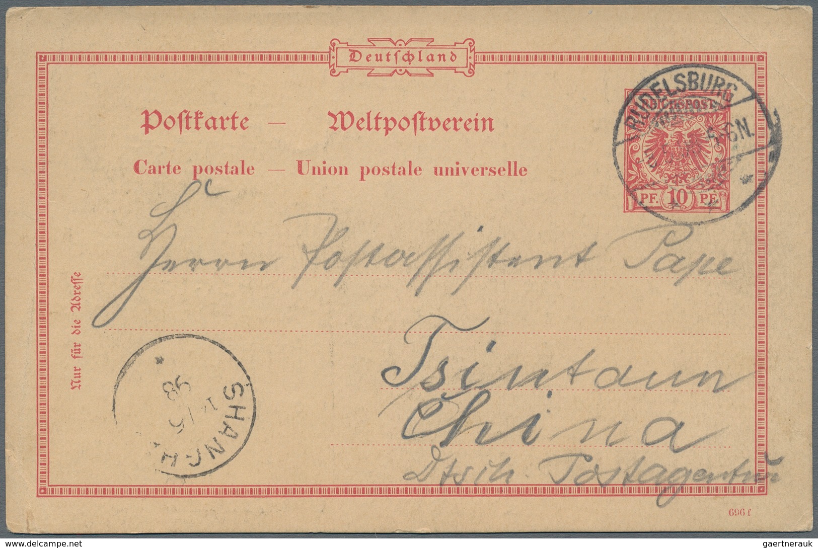 Deutsches Reich - Privatganzsachen: 1898 Privatganzsache Mit Ansicht Von Rudelsburg Nach Tsingtau üb - Autres & Non Classés