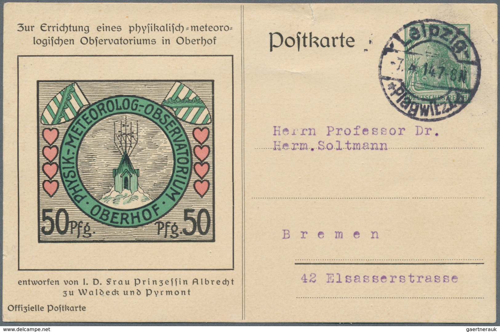 Deutsches Reich - Privatganzsachen: 1914, Deutsches Reich. Private Ansichtskarte 5 Pf Germania Für D - Other & Unclassified