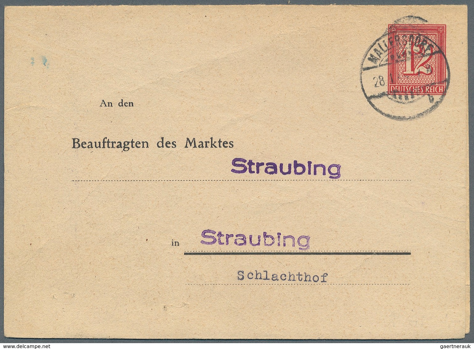 Deutsches Reich - Privatganzsachen: 1944, Privat-Klappkarte 12 Pf Ziffer/Guilloche "An Den Beauftrag - Autres & Non Classés