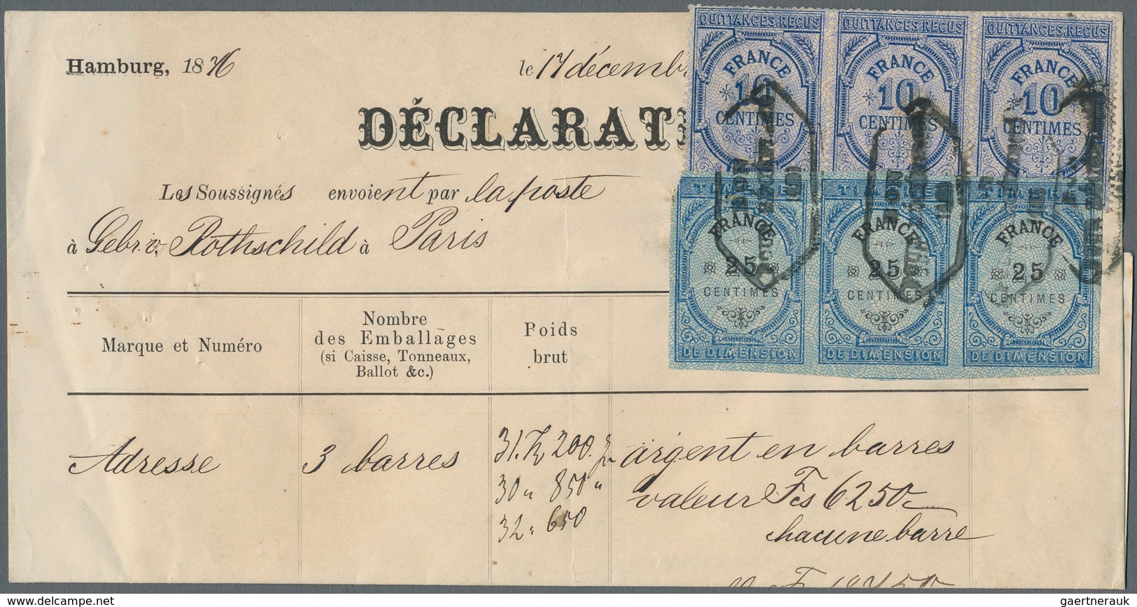 Deutsches Reich - Besonderheiten: 1876, Komplette Barbezahlte Auslands-Wertpaketkarte Für 3 Pakete A - Sonstige & Ohne Zuordnung