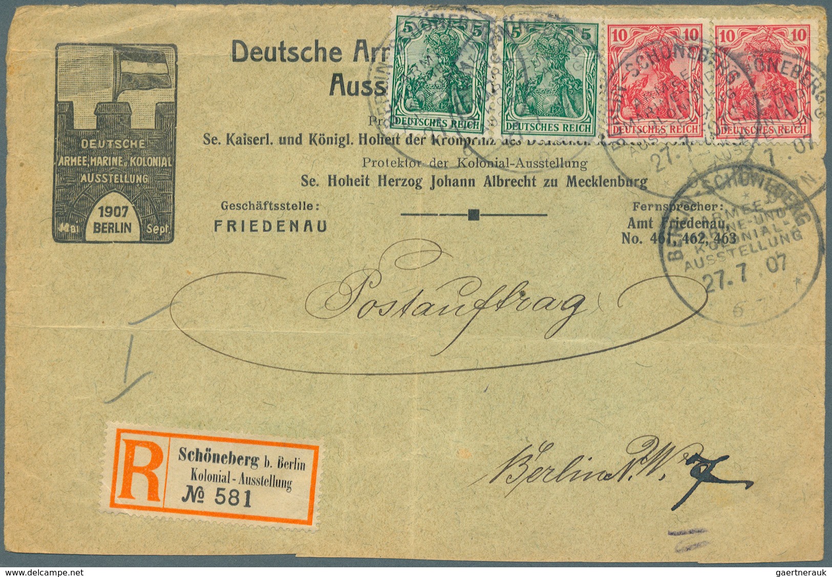 Deutsches Reich - Besonderheiten: 1907, BERLIN-SCHÖNEBERG, ARMEE-, MARINE- UND KOLONIALAUSSTELLUNG, - Autres & Non Classés