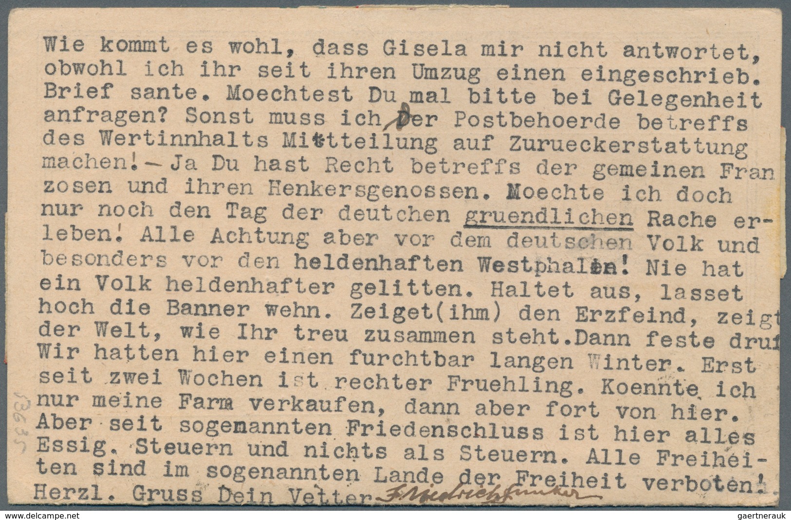 Deutsches Reich - Besonderheiten: 1923, 3 Mark GA-Doppelkarte Gebr. Mit 100 Pfg. Luftpost, 5, 18, 20 - Autres & Non Classés