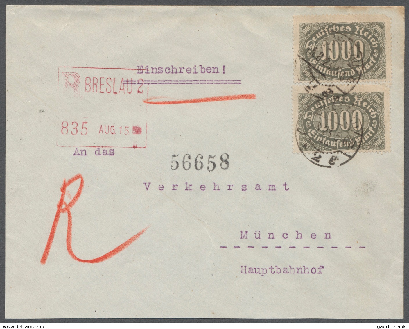 Deutsches Reich - Besonderheiten: 1923, Postautomation, Rotvioletter Einschreibe-Automatenstempel „R - Sonstige & Ohne Zuordnung