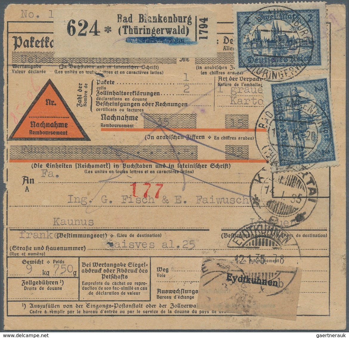 Deutsches Reich - Besonderheiten: 1935 Seltene Mehrfachfrankatur Auf Paketkarte Von Bad Blankenburg - Sonstige & Ohne Zuordnung