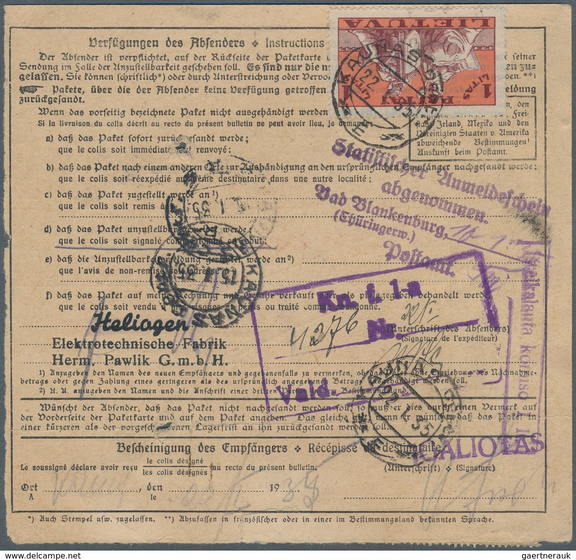 Deutsches Reich - Besonderheiten: 1935 Seltene Mehrfachfrankatur Auf Paketkarte Von Bad Blankenburg - Other & Unclassified