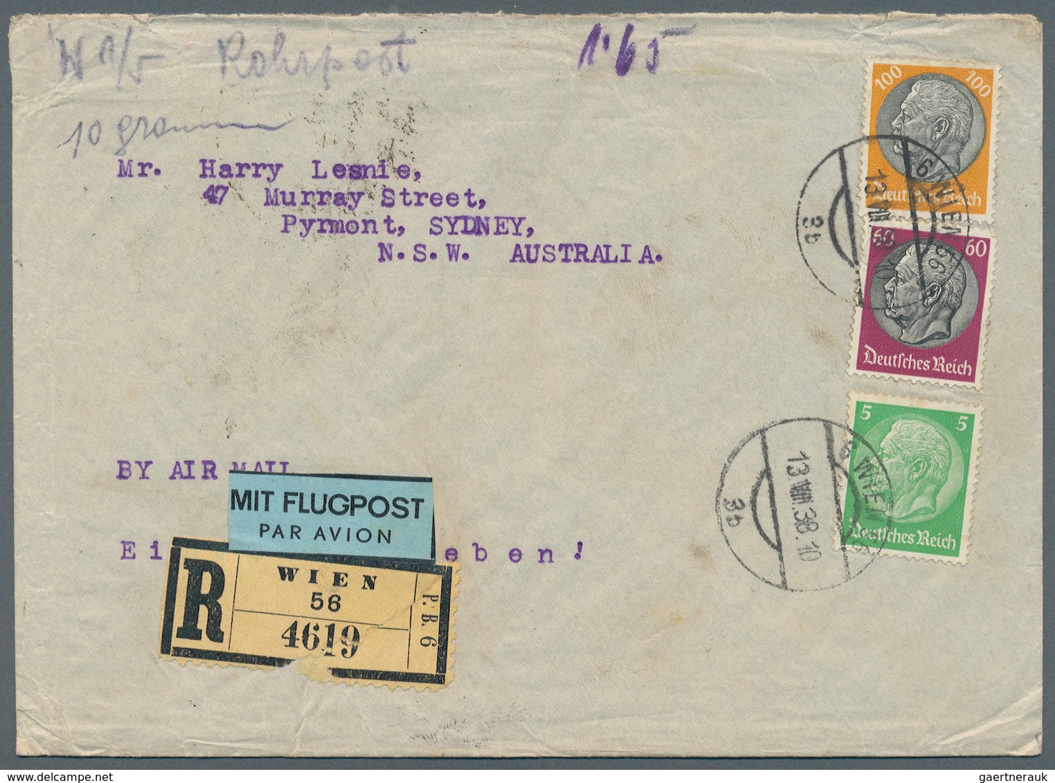Deutsches Reich - Besonderheiten: 1938: Zwei Eingeschriebene Luftpostbriefe Aus Einer Korrespondenz - Other & Unclassified