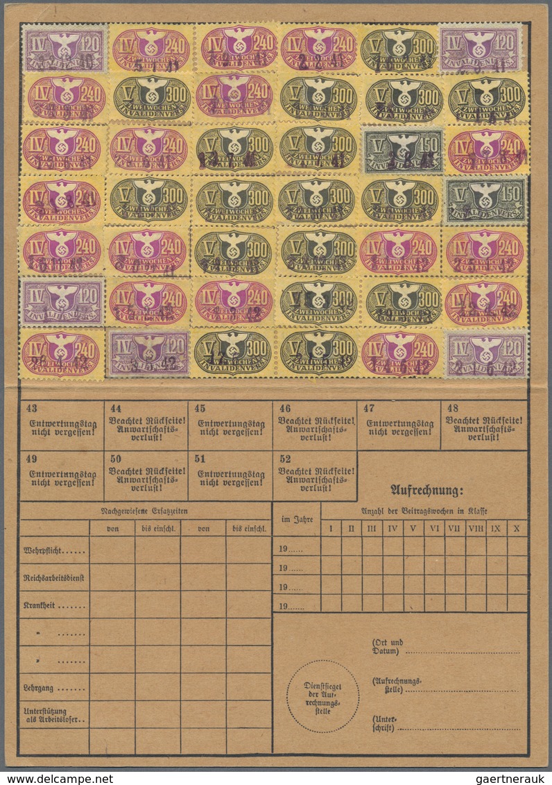 Deutsches Reich - Besonderheiten: Invalidenversicherungskarte, Geklebt Von 12.1940 Bis 6.1942. Die K - Autres & Non Classés