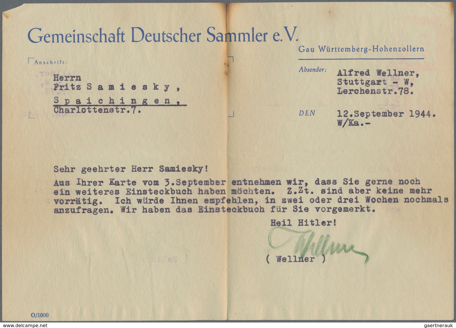 Deutsches Reich - Besonderheiten: 1944, 12 Pfg. Freistempel Auf Brief Mit Inhalt! Der Brief Ist Mit - Autres & Non Classés