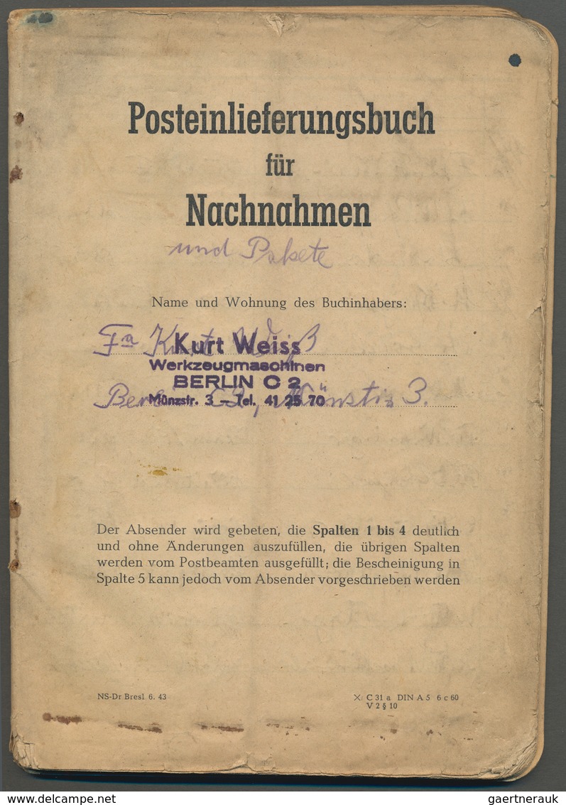 Deutsches Reich - Besonderheiten: 1944/45 Posteinlieferungsbuch Für Nachnahmen Und Pakete Von Berlin - Other & Unclassified