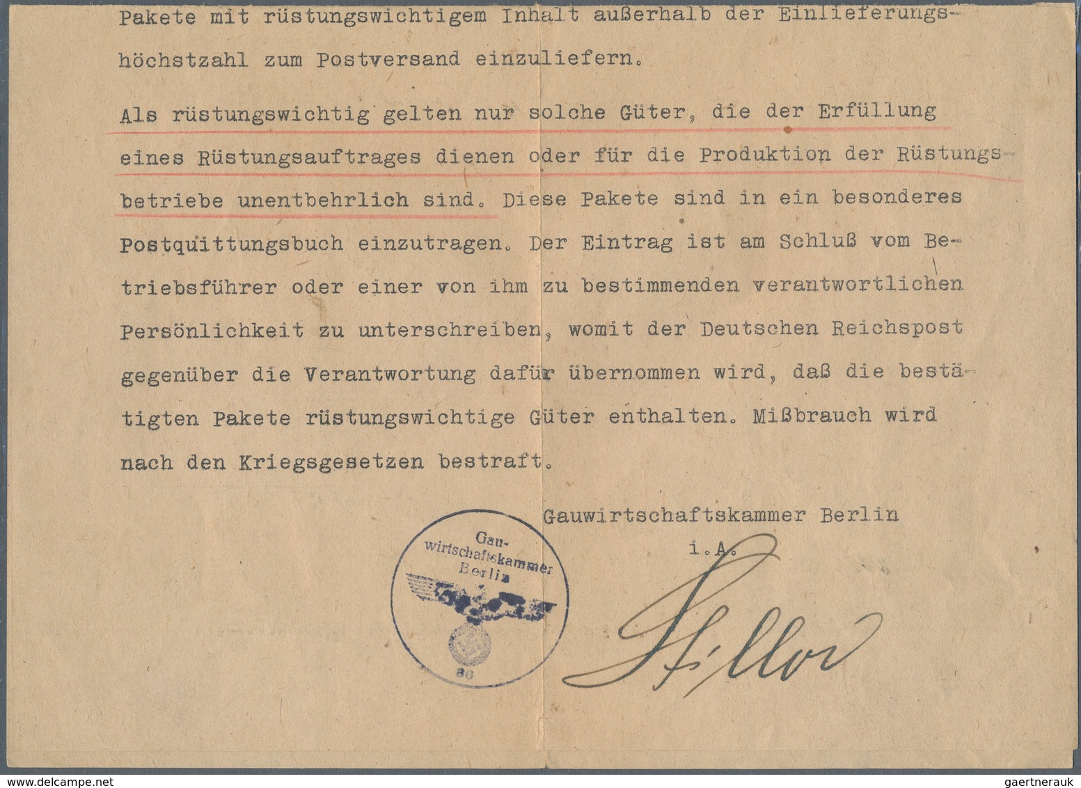 Deutsches Reich - Besonderheiten: 1945, Ausweis Der Gauwirtschaftskammer Berlin, Datiert Vom 2.März - Autres & Non Classés