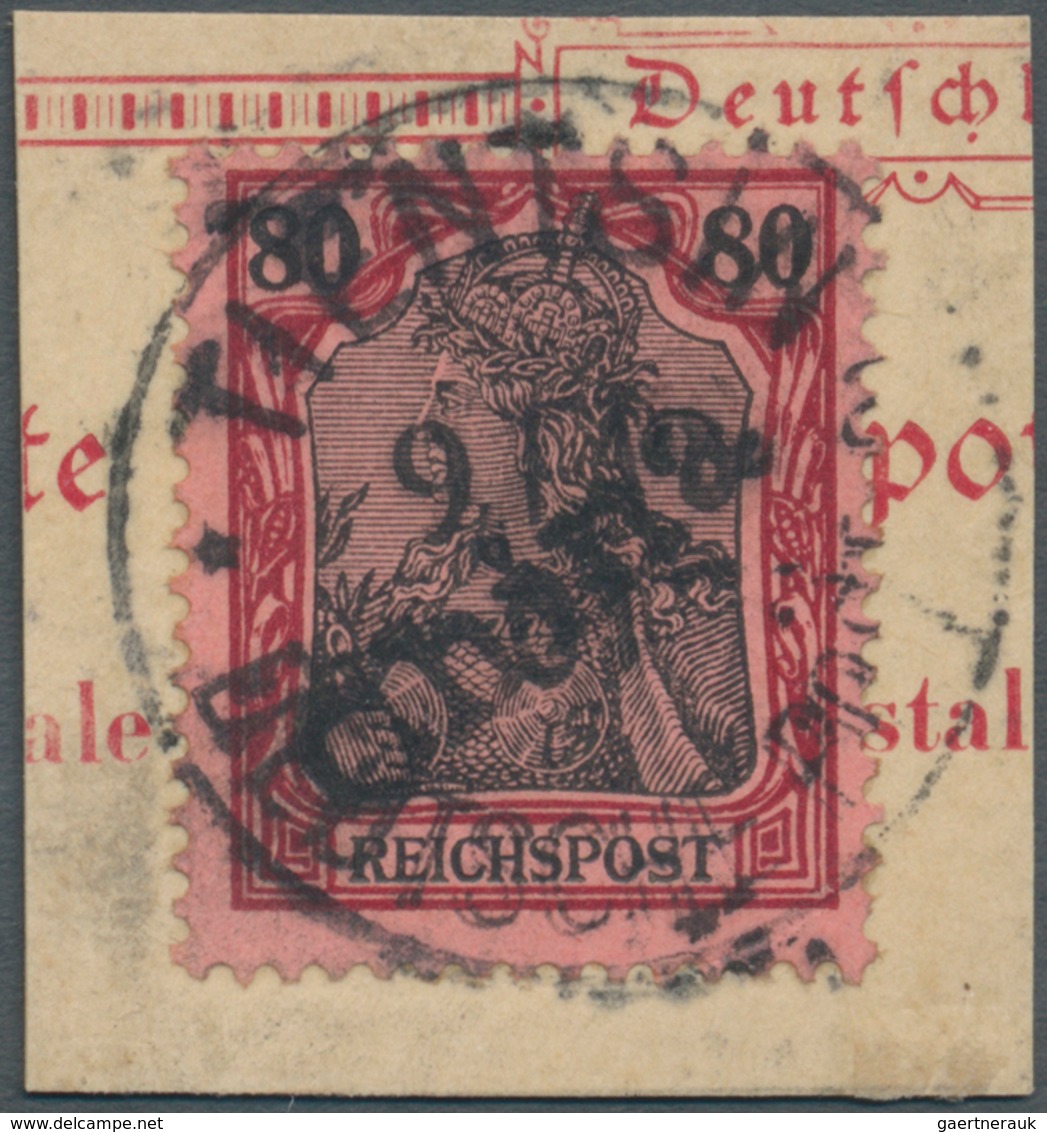 Deutsche Post In China: 1901, 80 Pfg. Handstempelaufdruck, Farbfrisches Und Gut Gezähntes Luxusstück - Chine (bureaux)