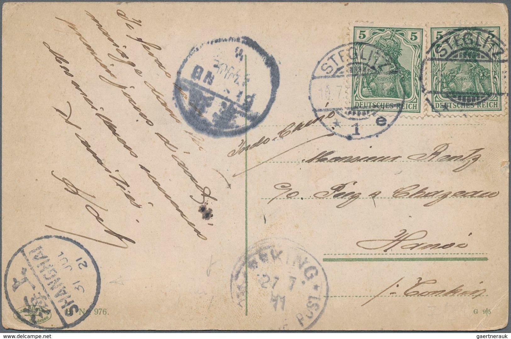 Deutsche Post In China: 1900/1912, Kleine Partie Von Neun Belegen "Incoming Mail" Aus Deutschland (6 - Chine (bureaux)