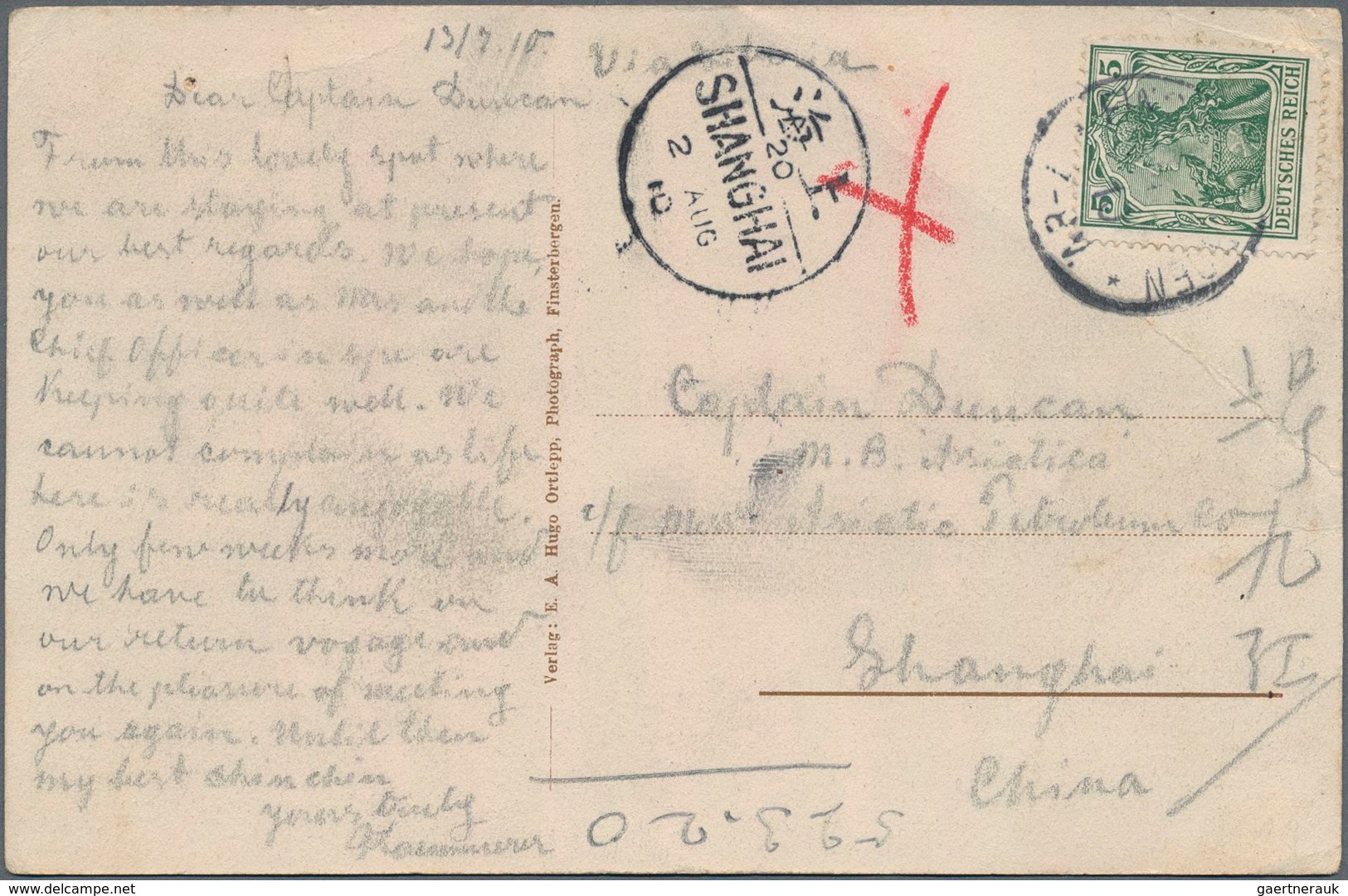 Deutsche Post in China: 1900/1912, kleine Partie von neun Belegen "Incoming Mail" aus Deutschland (6