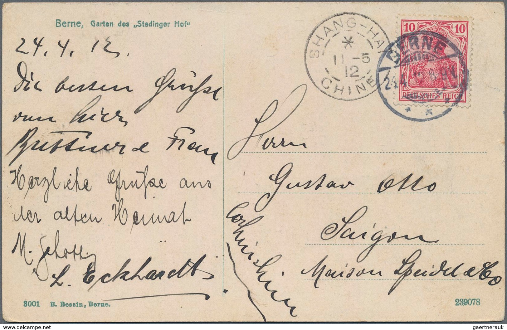Deutsche Post in China: 1900/1912, kleine Partie von neun Belegen "Incoming Mail" aus Deutschland (6
